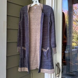 Vtg J. Jill Blue heather Long Cardigan with great buttons. Sz XS Excellent Cond